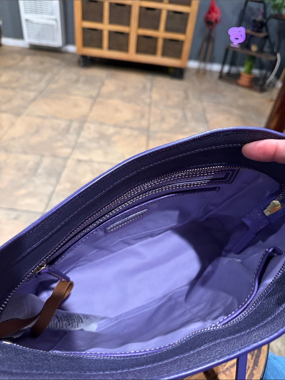 Dooney & Bourke Purple Illustrated Storybook Tote - Picture 4 of 6